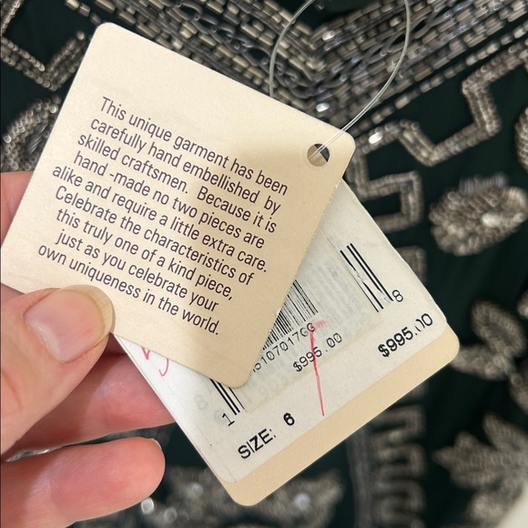 NWT HAUTE HIPPIE Green Fully Embellished Slip Dress Holiday Party Size 6 - Picture 6 of 16